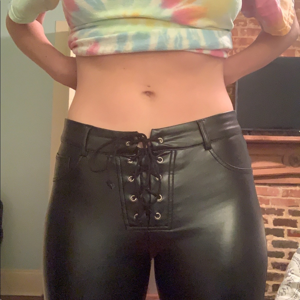 Faux leather pants